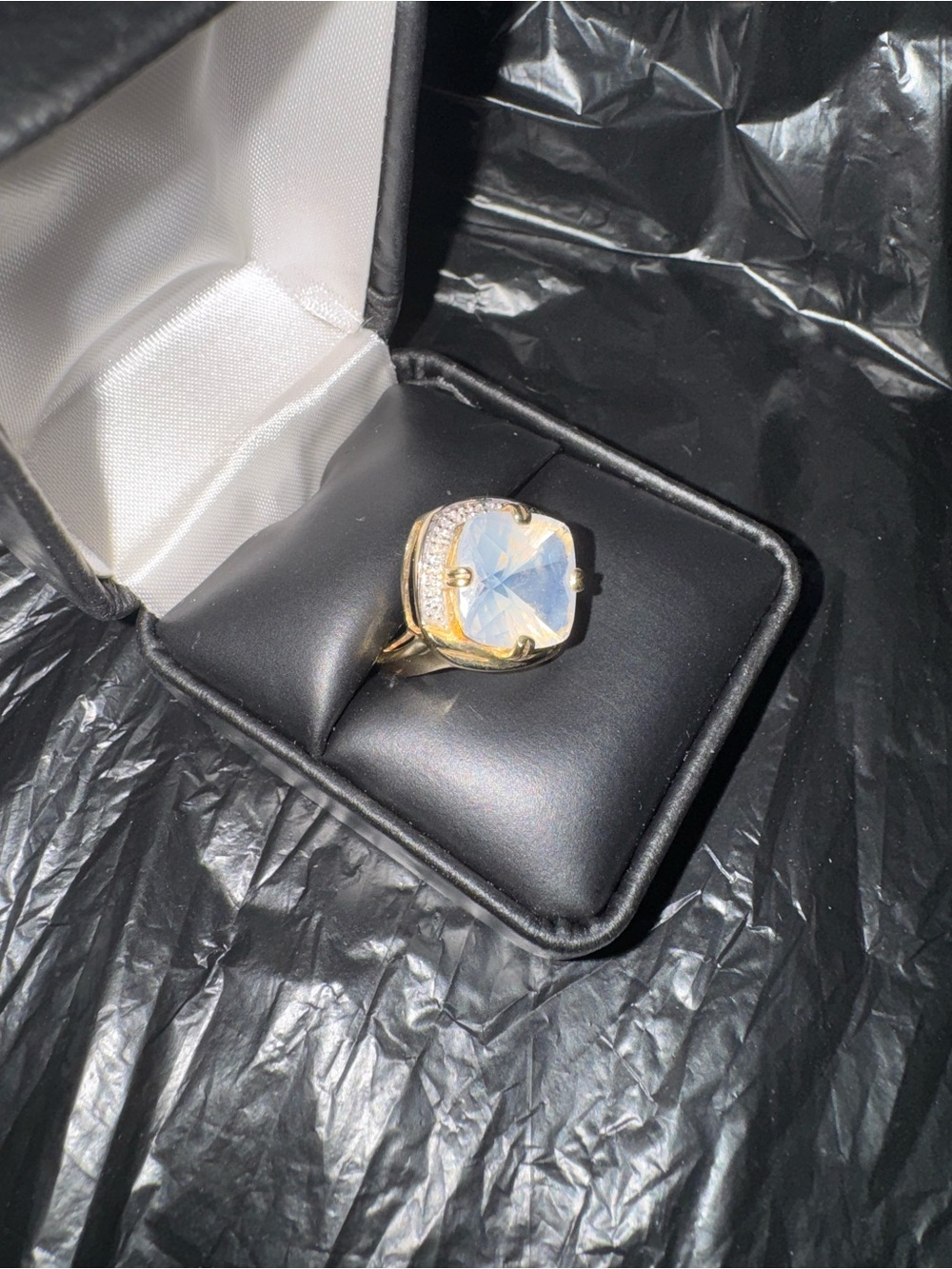 Gold-Tone Cushion White Stone Ring - Womens Jewelry - Picture 3 of 3